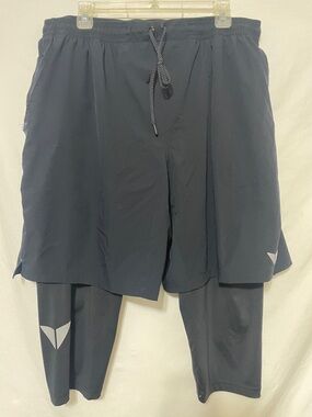 Men's Athletic 2-in-1 Black Running Shorts with Integrated Tights Sz XXL Mint!